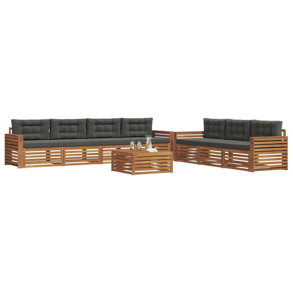 Set di divani da esterno con cuscino 8 pcs Naturale e Antracite