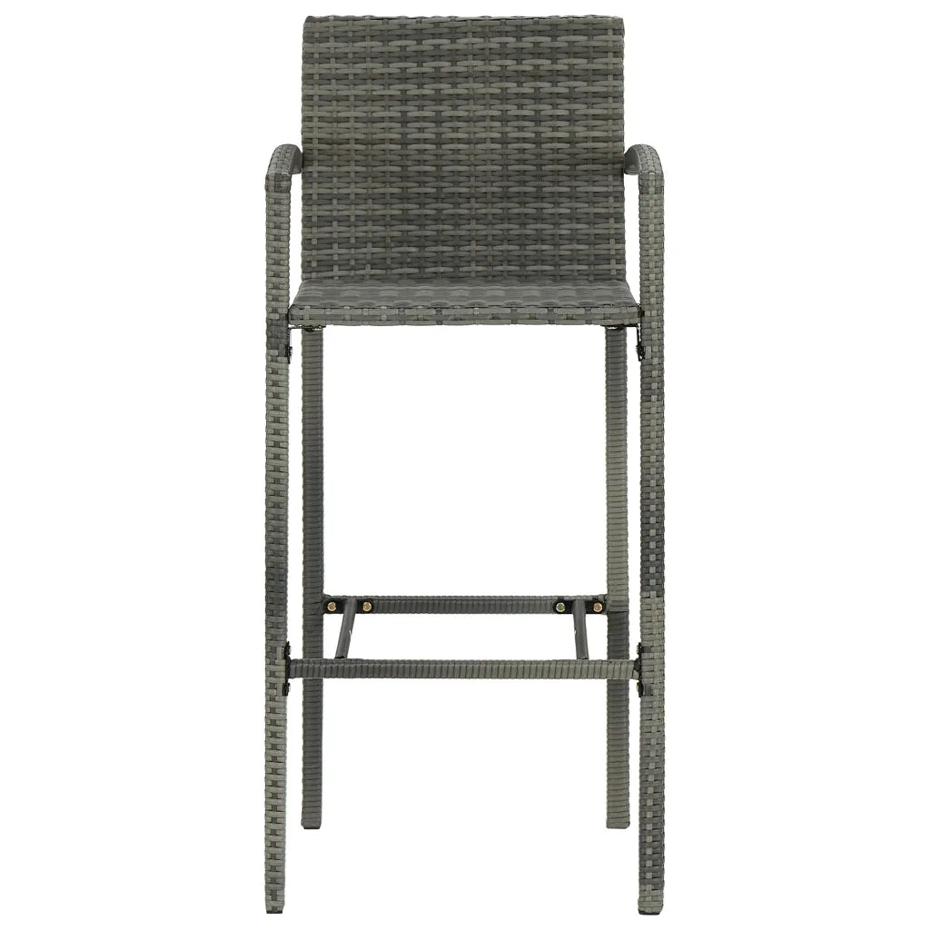 Set Bar da Giardino 3 pz in Polyrattan Grigio cod mxl 35786