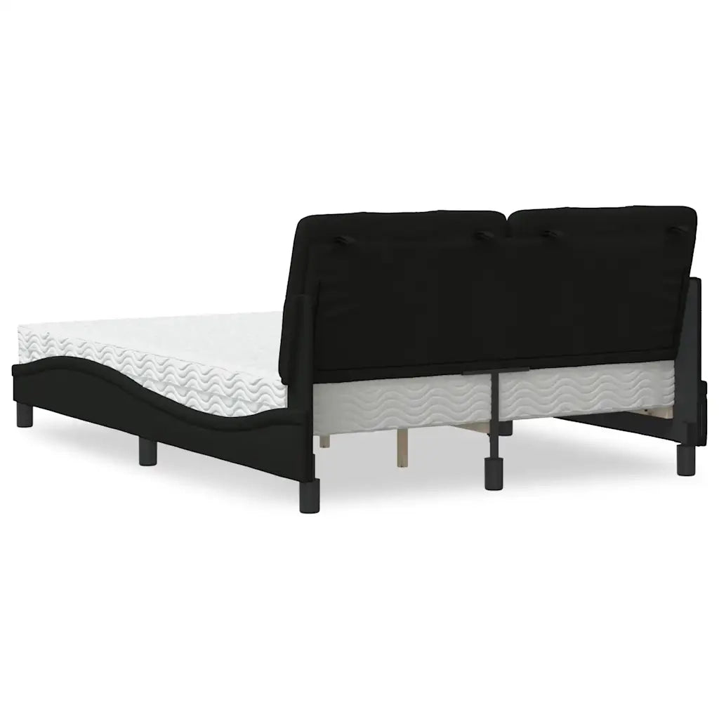 Letto con Materasso Nero 140x190 cm in Tessuto 3310736