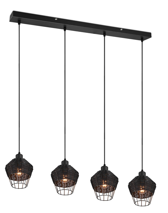 Lampada a Sospensione da Interno Attacco E27 in Tessuto Nero