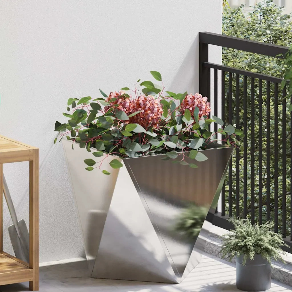 Fioriera-Vaso-Contenitore per Piante Argento 50 x 50 x 50 cm Acciaio inossidabile