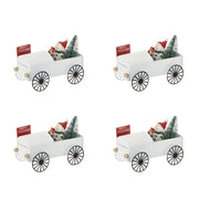 Decorazione Natalizia Babbo Natale su Macchina in Metallo 4Pz