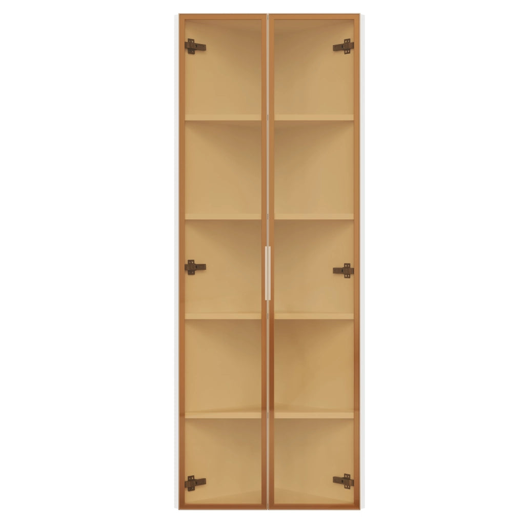 Vetrina angolare LED bianca 62 x 35 x 160 cm in MDF e vetro di sicurezza