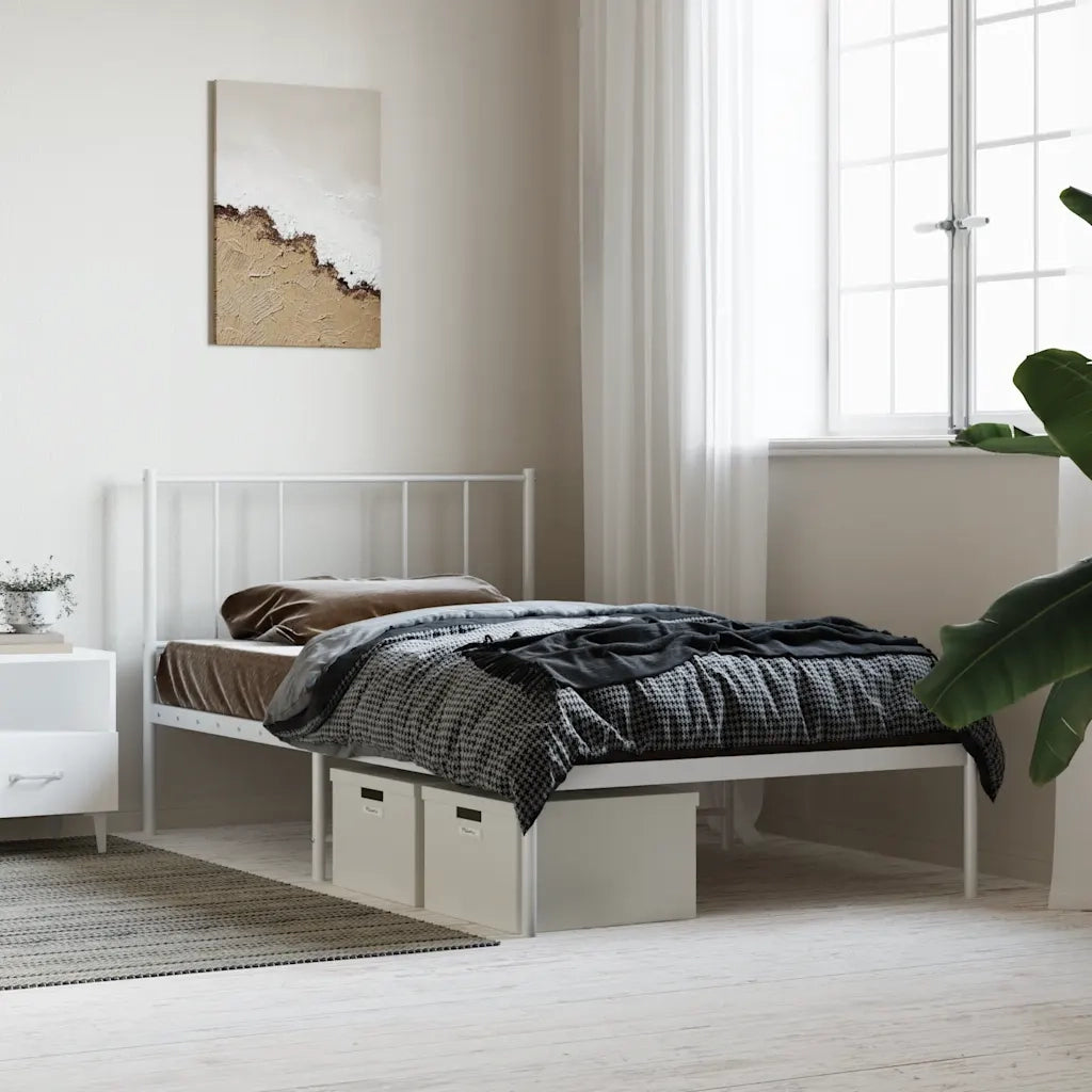 Giroletto senza Materaso con Testiera Metallo Bianco 75x190 cm 352519