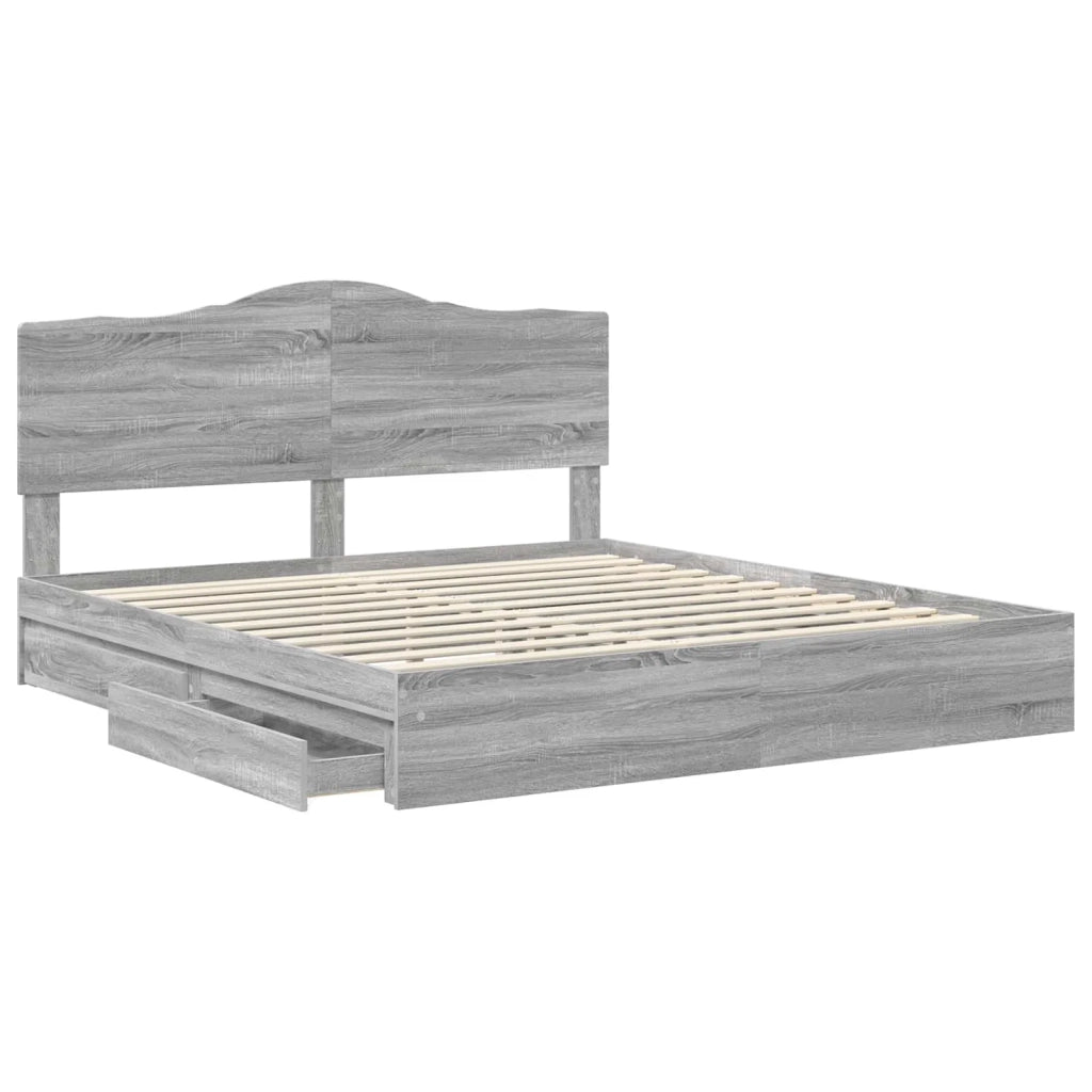 Letto con Contenitore con testiera Grigio Sonoma 180 x 200 cm