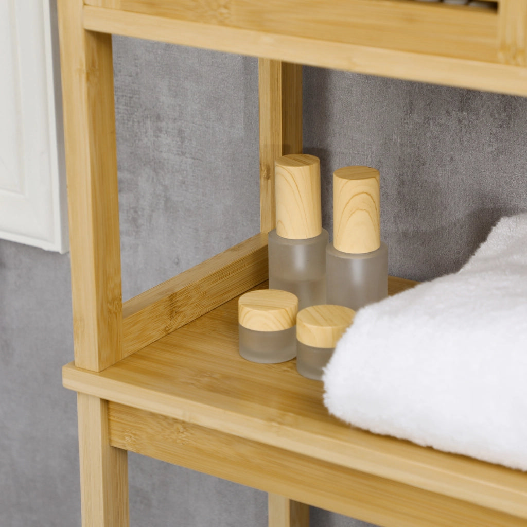 Mobiletto Bagno Sottolavabo con Ante e Ripiani ¨C zephmum ¨C Bamb¨´ 60x23x173 cm