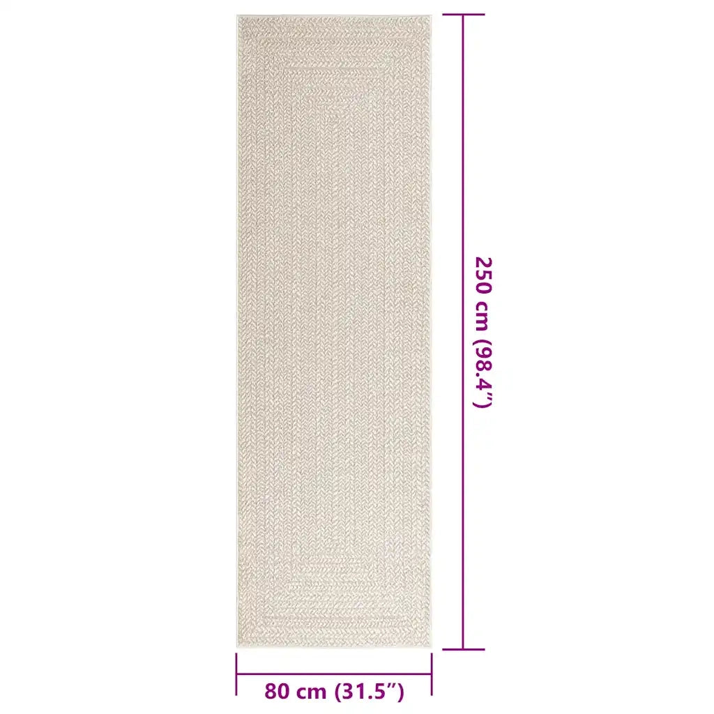 vidaXL Tappeto ZIZUR Crema 80x250 cm Aspetto Iuta Interni ed Esterni