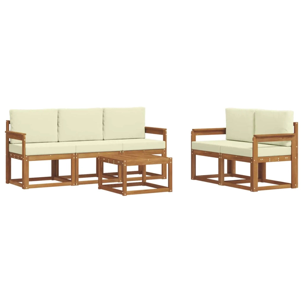 Set di divani da esterno con cuscino 6 pcs Naturale e Crema