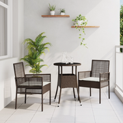 Set da Pranzo da Giardino 3 Pezzi Marrone in Rattan Polietilene
