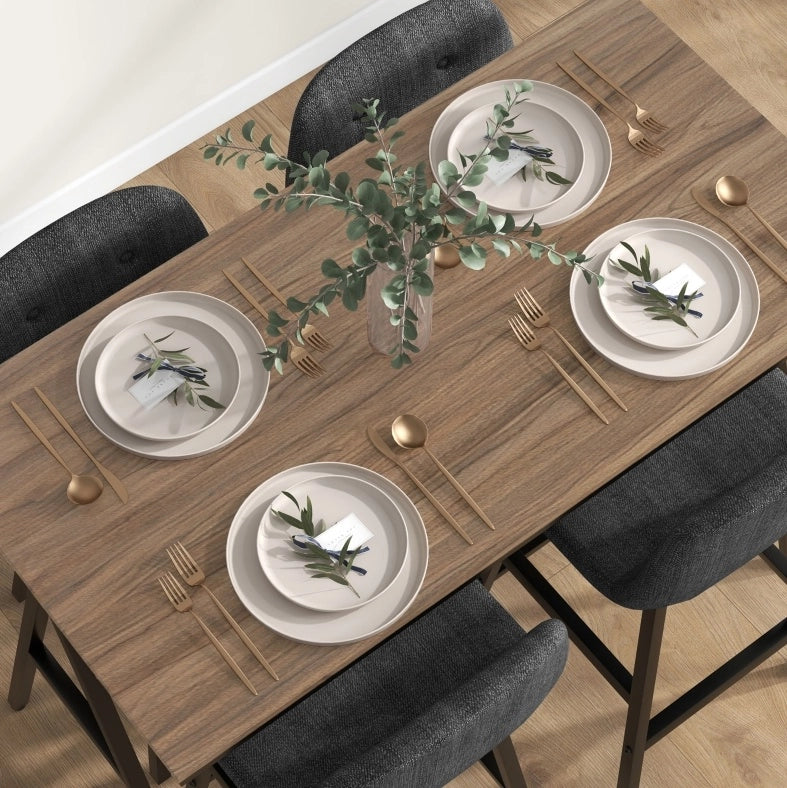 Set tavolo bar con 4 sgabelli imbottiti grigio scuro