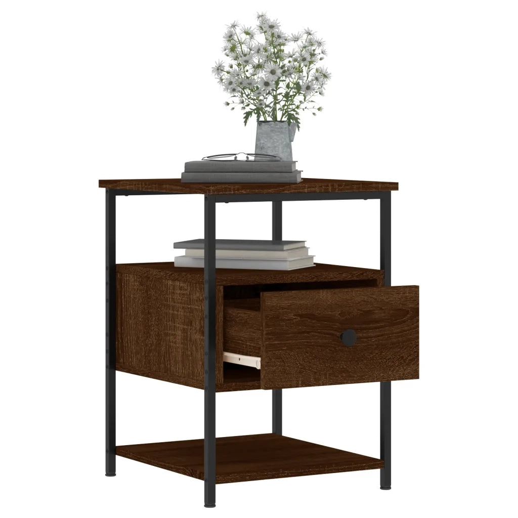 Comodini 2 pz-Set di 2 Tavolino da notte Rovere Marrone 40x42x56 cm in Legno Multistrato