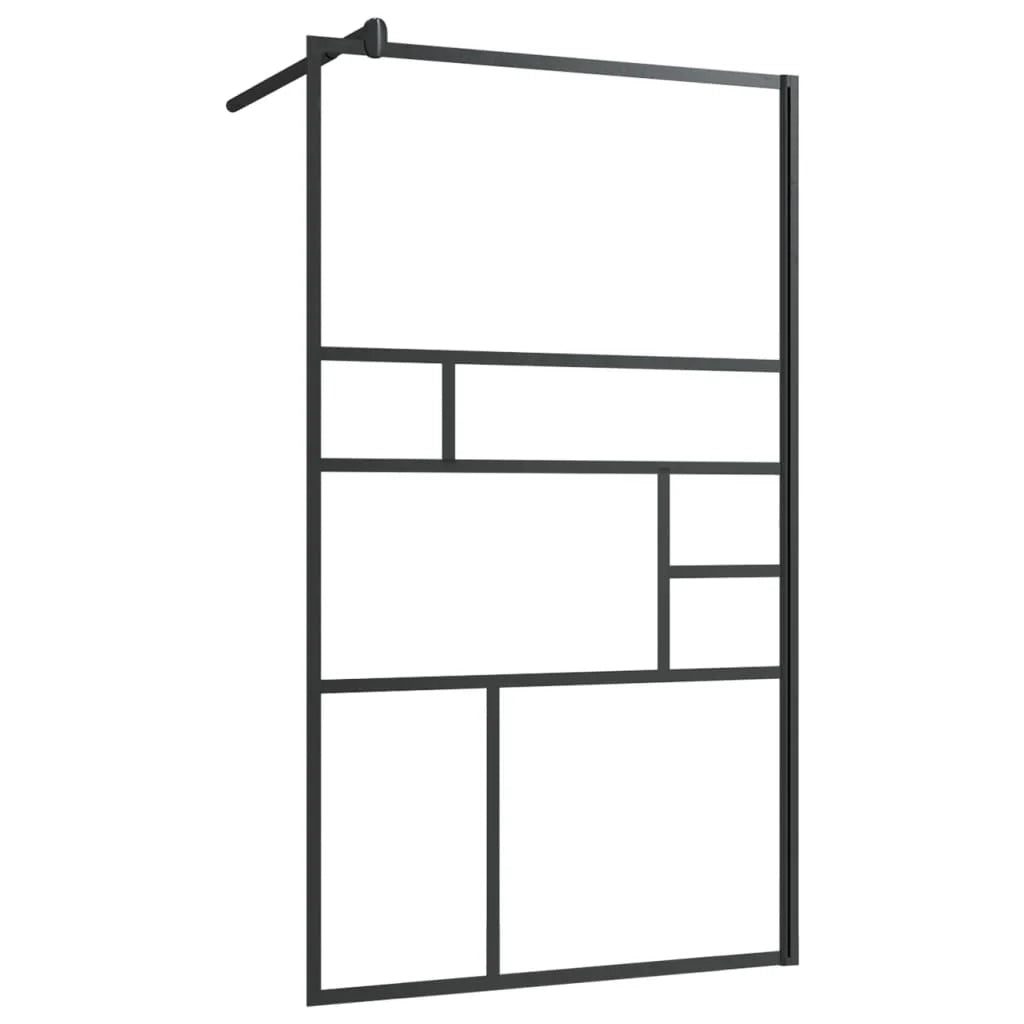 Parete doccia in vetro divisorio per vasca accessorio per il bagno box doccia arredamento per la casa ESG trasparente 90 x 195 cm nero 02_0002141