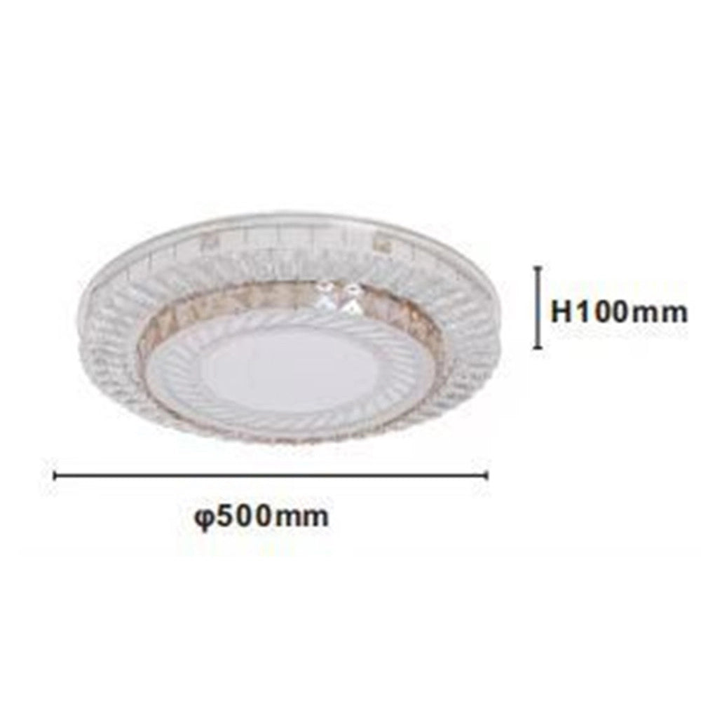 Trade Shop - Plafoniera Da Soffitto 65w ø50cm Led Design A Strati Con Cristalli Luce Fredda 71518 -