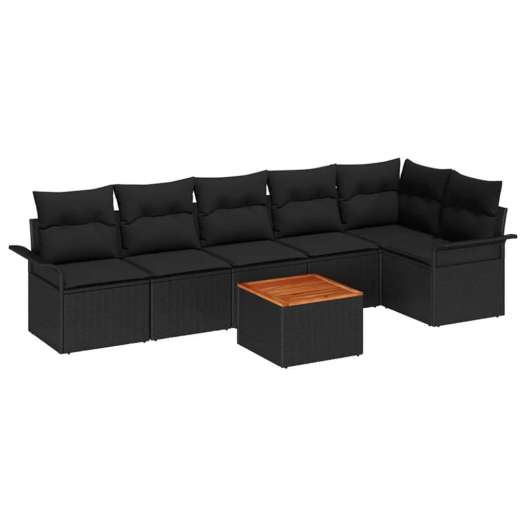 Set Divano da Giardino con archiviazione 7 pcs Nero polyrattan 3356007