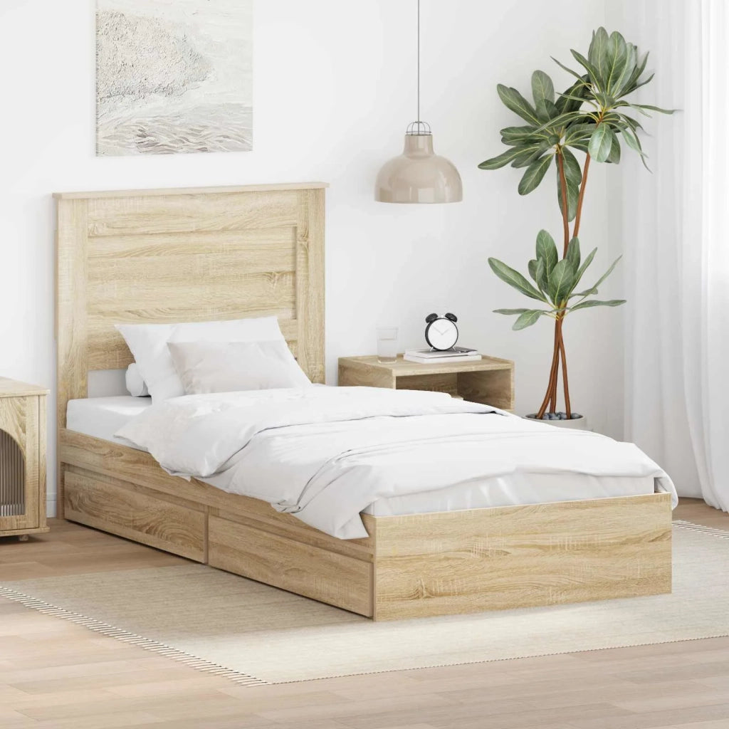 Letto con Contenitore con testiera Rovere Sonoma 100 x 200 cm 3410265