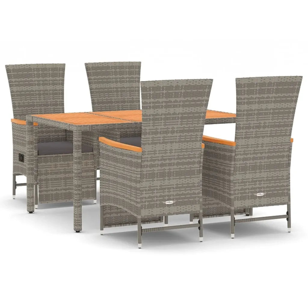Set da Pranzo da Giardino 5 pz con Cuscini in Polyrattan Grigio 3157557