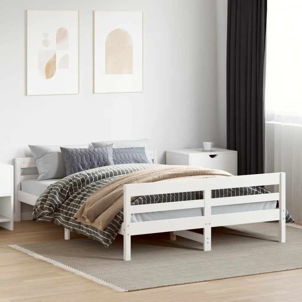 Letto matrimoniale | Letto per adulti | Letto senza Materasso Bianco 140x200 cm Legno Massello di Pino