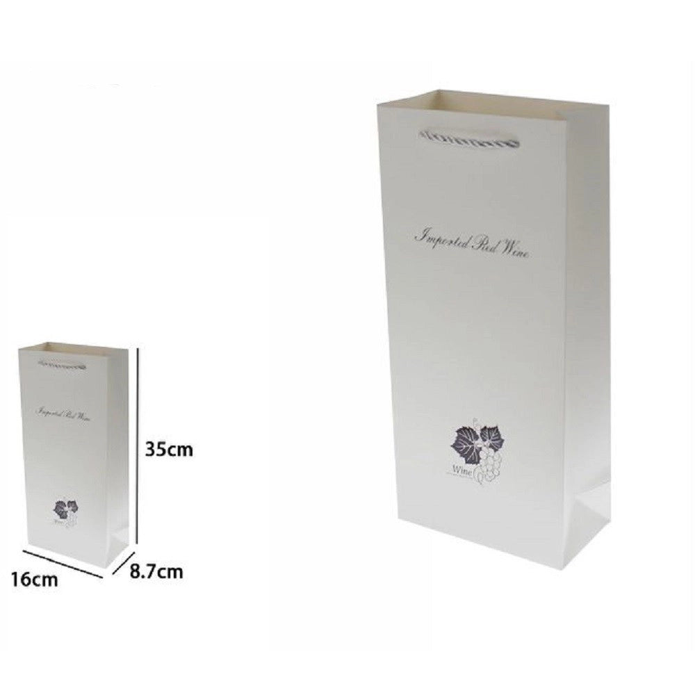 Trade Shop - Set 2 Buste Regalo 35x16x8.7cm Sacchetto Bottiglie Vino Bianca Con Scritta 69894 -