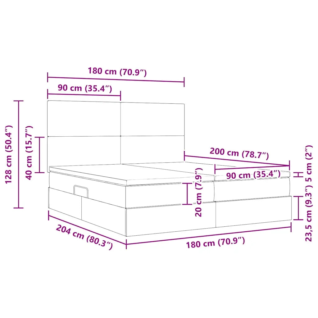 Letto con Contenitore con testiera Tortora 180 x 200 cm Tessuto