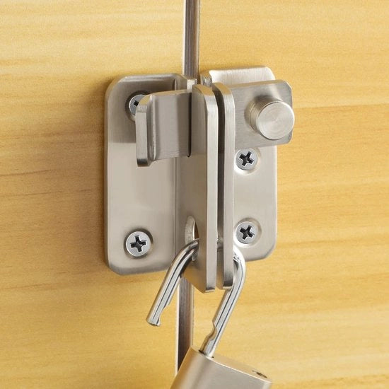 Chiusura a Lame per Porta in Acciaio Inossidabile, Piccolo Cerniera con Foro per Catena, Sicura per Porta, Finestra, Armadio e Giardino, Rifinitura Liscia, EMS3006R-LS