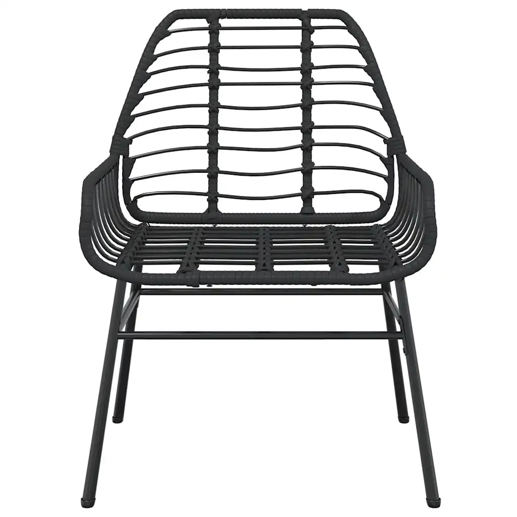 Set Mobili da Pranzo per Giardino 5 pz Nero Polyrattan Vetro