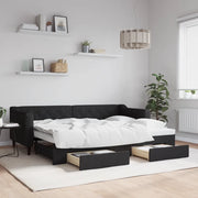 Divano Letto Estraibile con Cassetti-Sofa Letto-Daybed Nero 80x200 cm in Tessuto 708357