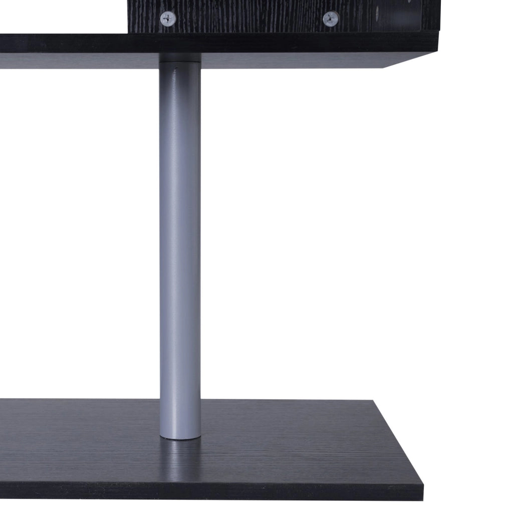 EasyComfort Scrivania Angolare Salvaspazio con Ripiano a S, Scrivania Moderna in Legno, 140x120x78 cm, Nero