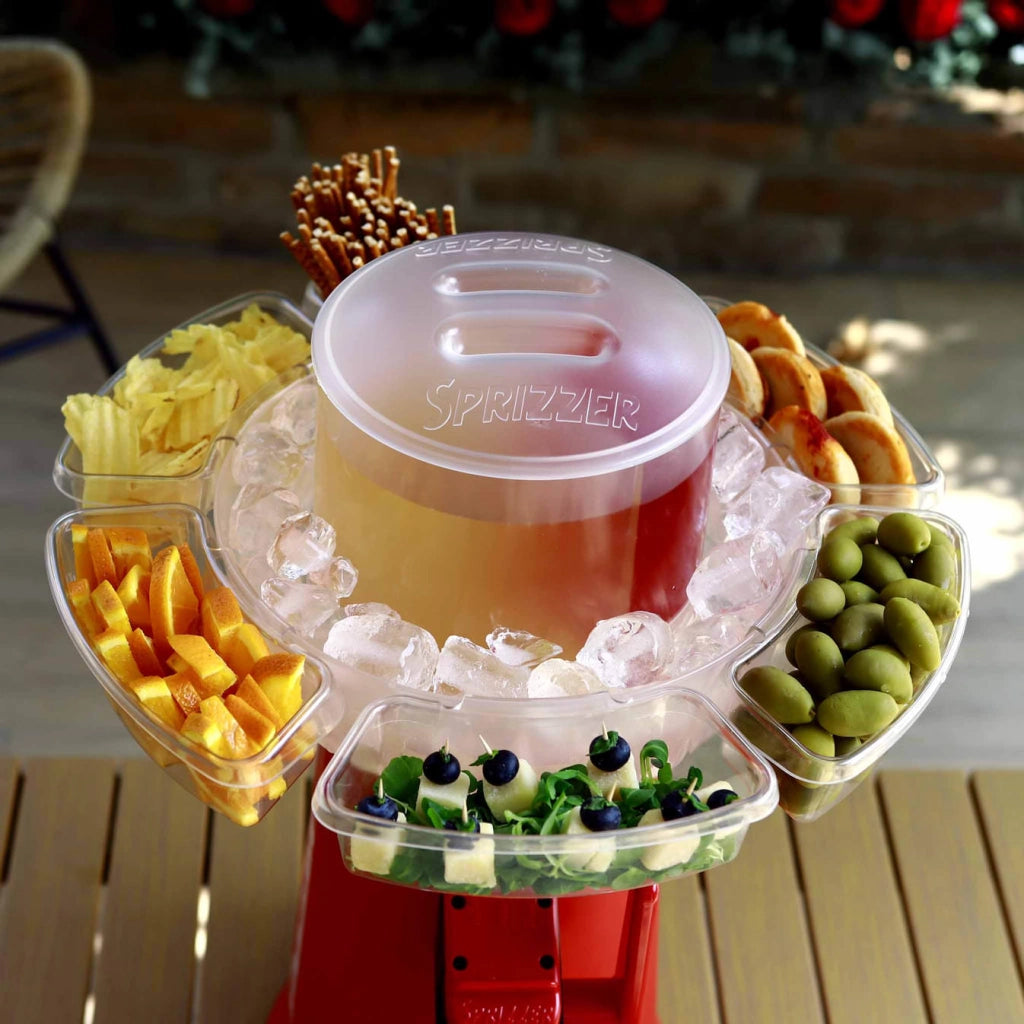 SPRIZZER Kit Completo Sprizzer Rosso in Plastica con Macchina Sprizzer 12 Bicchieri Sacca 6 Vaschette Aperibox e Tappetino – Set Aperitivo Pratico e Funzionale SPRIZZER-ROSSO-KIT-COMPLETO