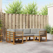 Set di divani da esterno 6 pcs Grigio Naturale e Chiaro