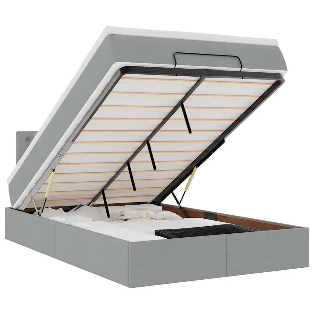 Pouf Letto con Materasso Grigio Chiaro 120x200 cm in Tessuto 3312464