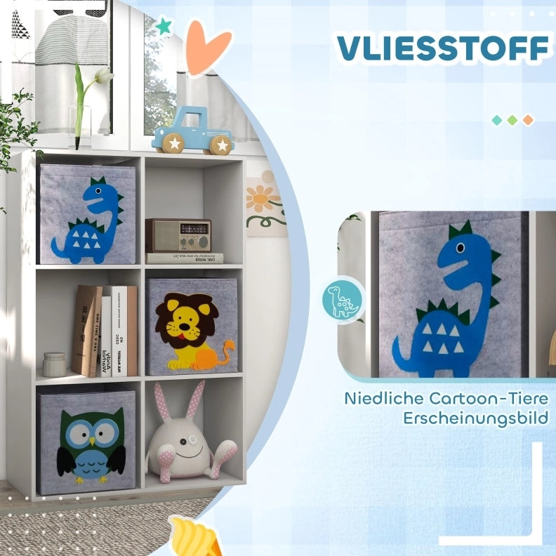 Libreria per bambini con 6 vani e 3 cassetti grigio