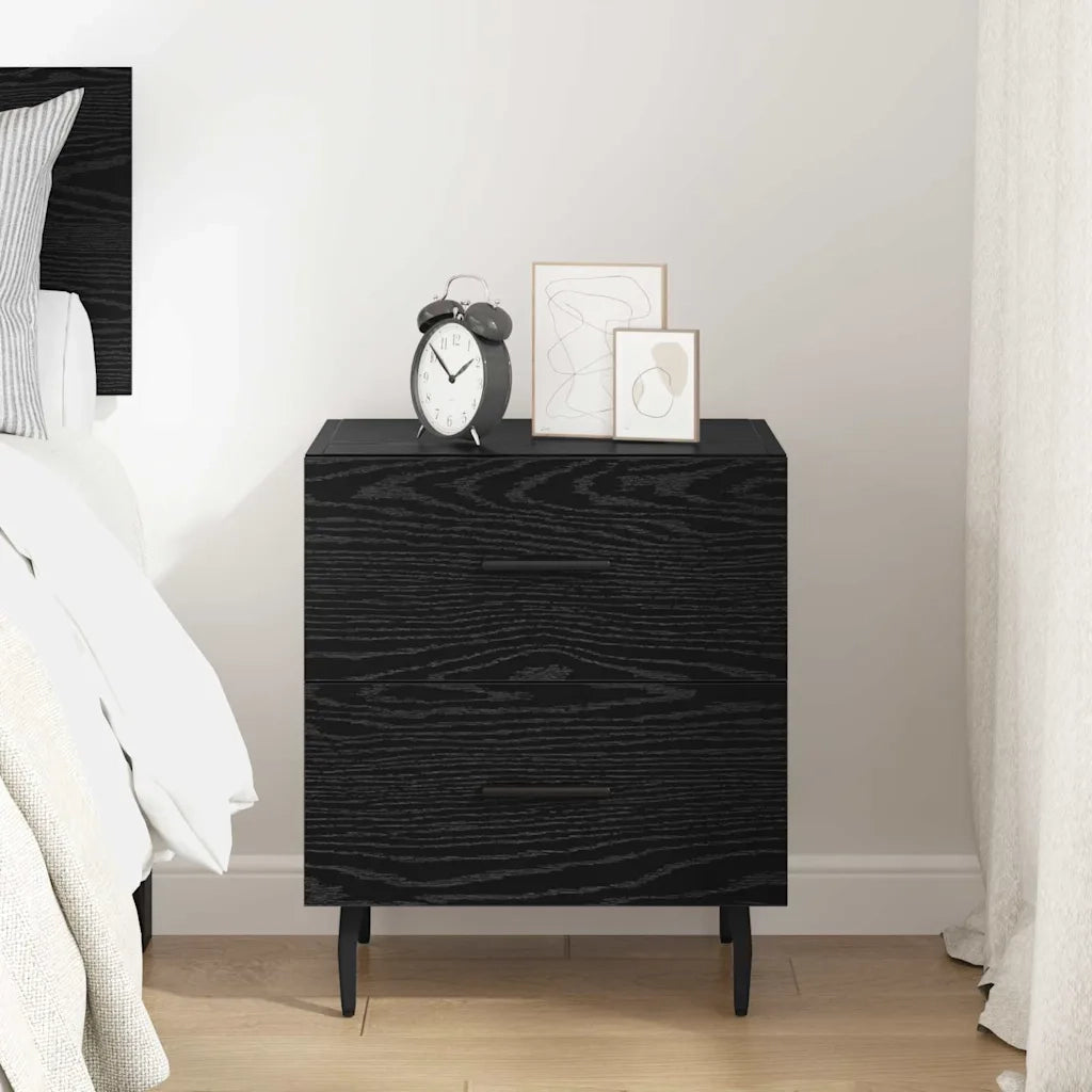Armadio da Notte con cassetto Rovere Nero 40 x 35 x 47,5 cm