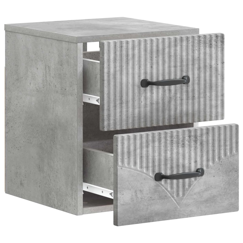 Mobiletto da notte a muro con cassetto 2 pcs Grigio Cemento 898982