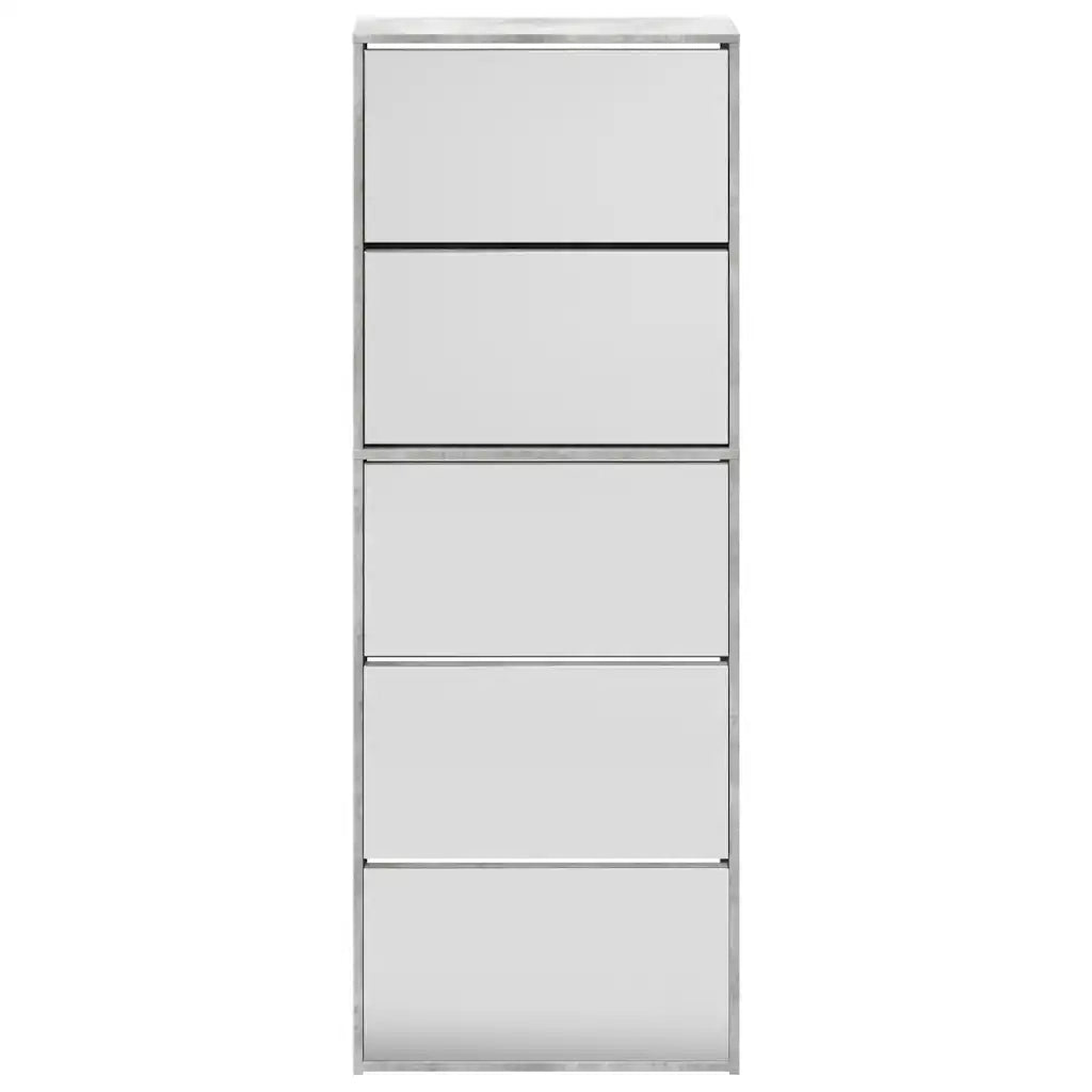 Scarpiera con Specchio a 5 Livelli Grigio Cemento 63x17x169,5cm 3228281