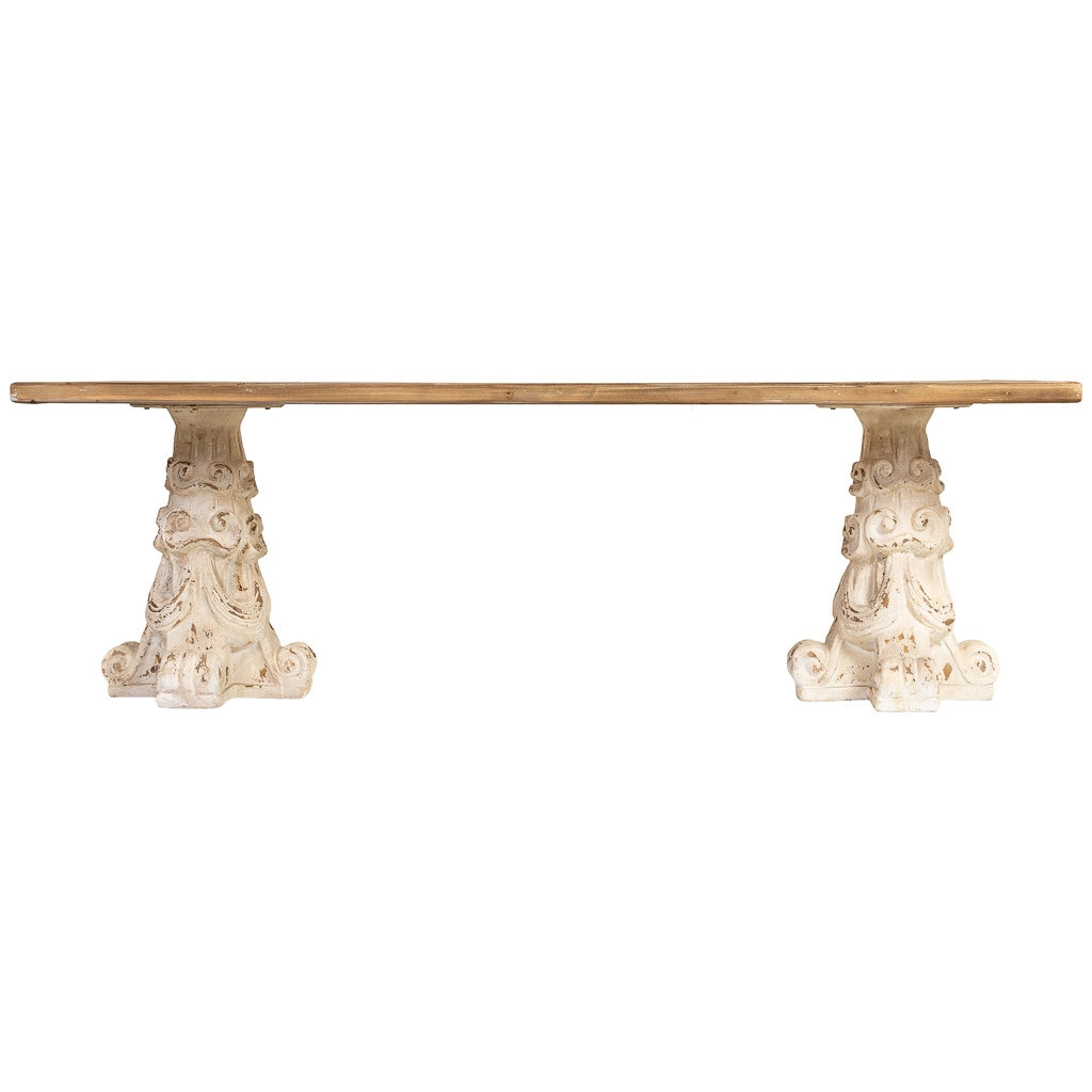 Tavolo in legno e magnesio marrone e bianco 240x95x78h cm