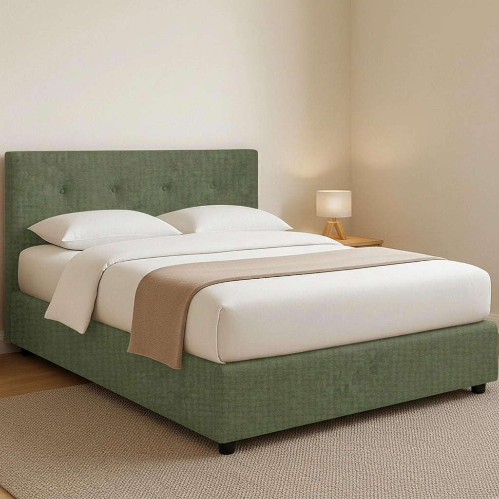 Luton, Letto Piazza e Mezza Sfoderabile Made in Italy, Verde