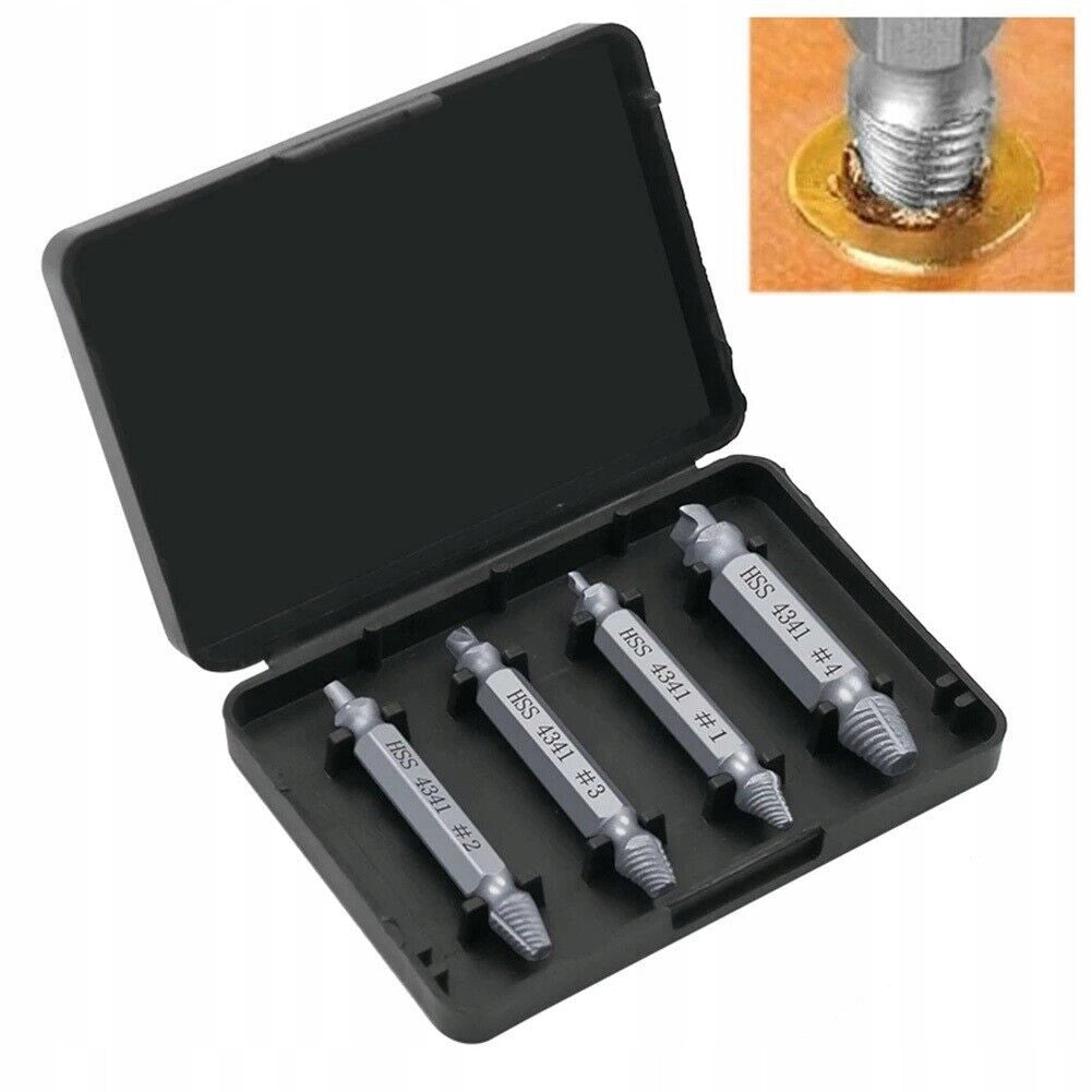 Set di Estrattori per Viti Danneggiate – 4 Pezzi | Compatibile con Trapano Avvitatore
