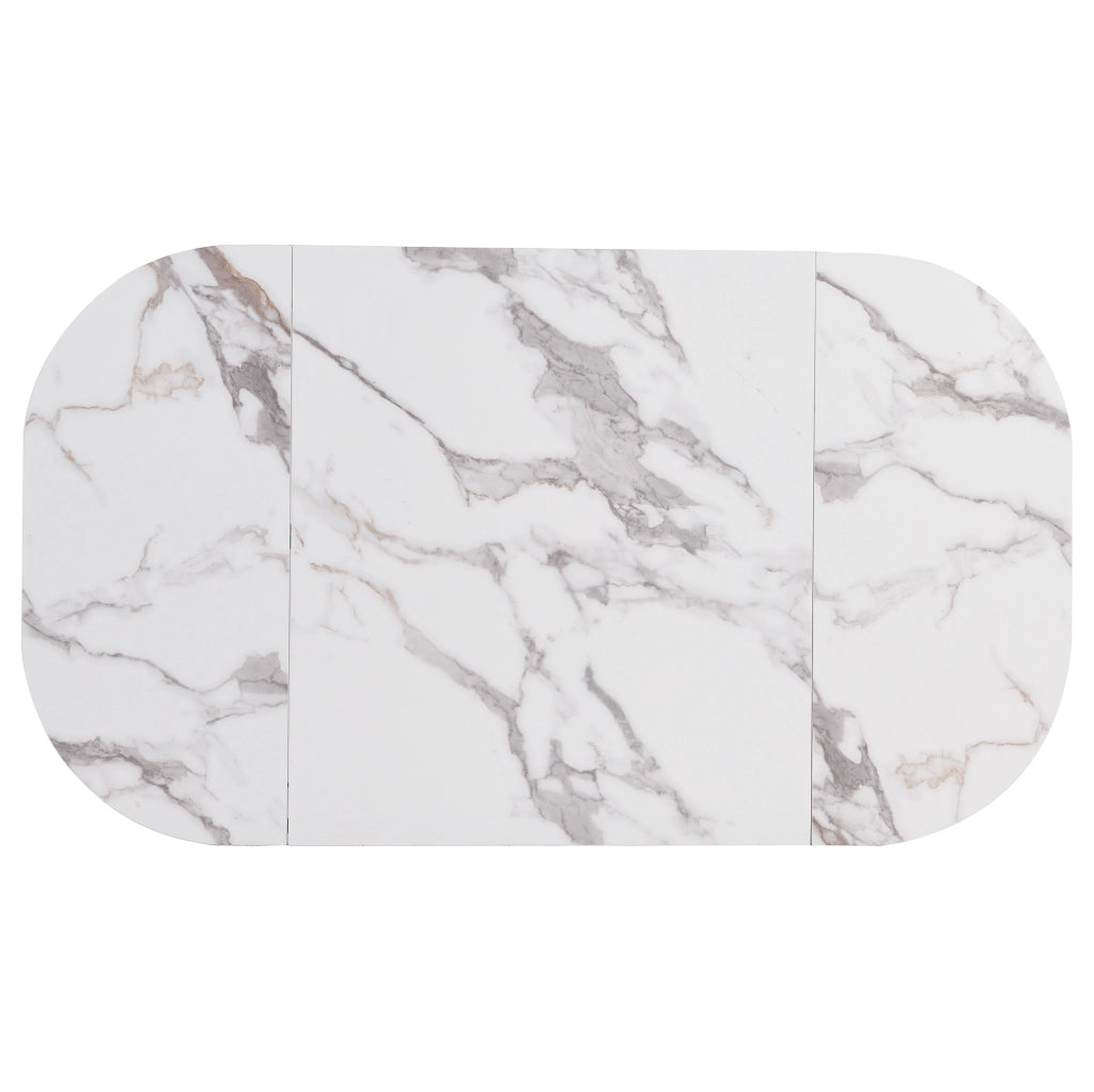 Set tavolo e sedie 140x80x76 cm in MDF bianco e nero, 6 posti