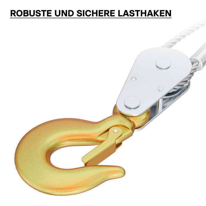 Paranco a leva max 4000 kg 3 m 2 ganci di carico Argano manuale a fune