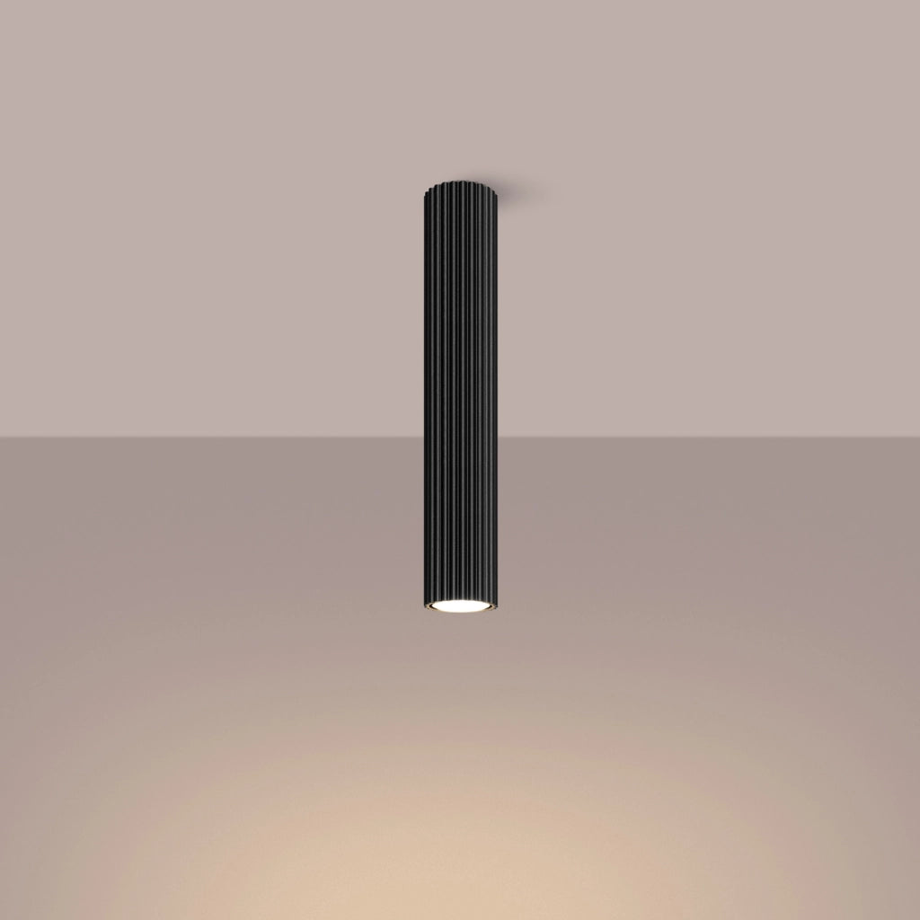 Spot soffitto moderno nero tubo rigato 40cm GU10 Gravio