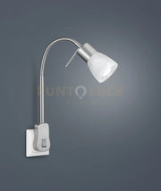 LEVISTO APPLIQUE LED FLESSIBILE CON SPINA A PARETE E INTERRUTTORE ACCIAIO  1x E14 LAMPADINA INCLUSA 4,9W · 1x 470lm, 3000K