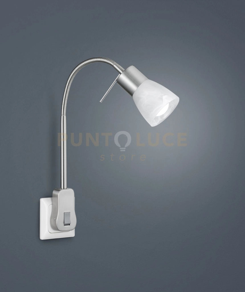 LEVISTO APPLIQUE LED FLESSIBILE CON SPINA A PARETE E INTERRUTTORE ACCIAIO  1x E14 LAMPADINA INCLUSA 4,9W · 1x 470lm, 3000K