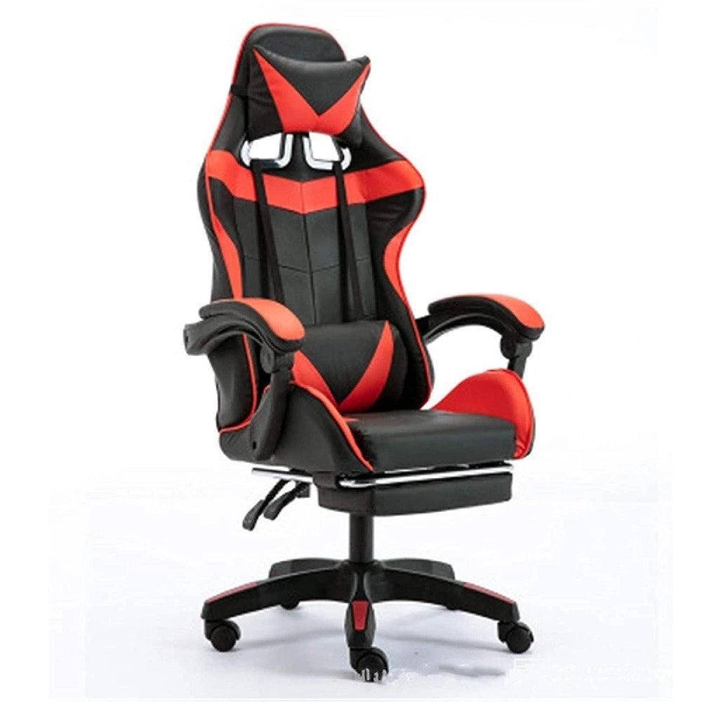 Trade Shop - Sedia Poltrona Gaming Ufficio Casa In Ecopelle Cuscino Lombare Poggiatesta Piedi Rossa -