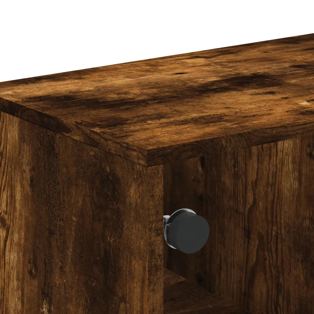 Tavolino da salotto | Tavolino da caff¨¨ | Tavolino da Soggiorno con Ante in Vetro Rovere Fumo 68,5x50x50 cm