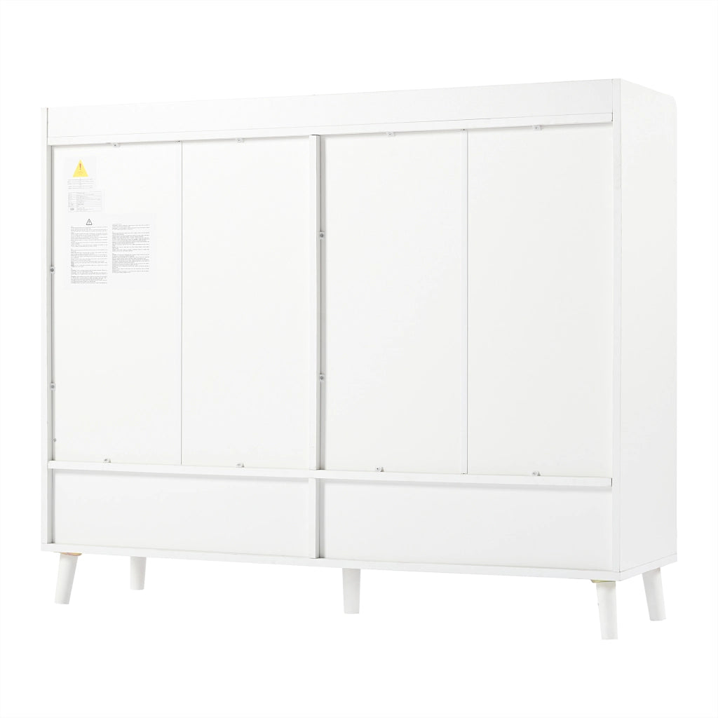 Credenza e madia con 4 ante, 1 cassetto e ripiano regolabile, per soggiorno e cucina, bianco, 120 × 35 × 99 cm
