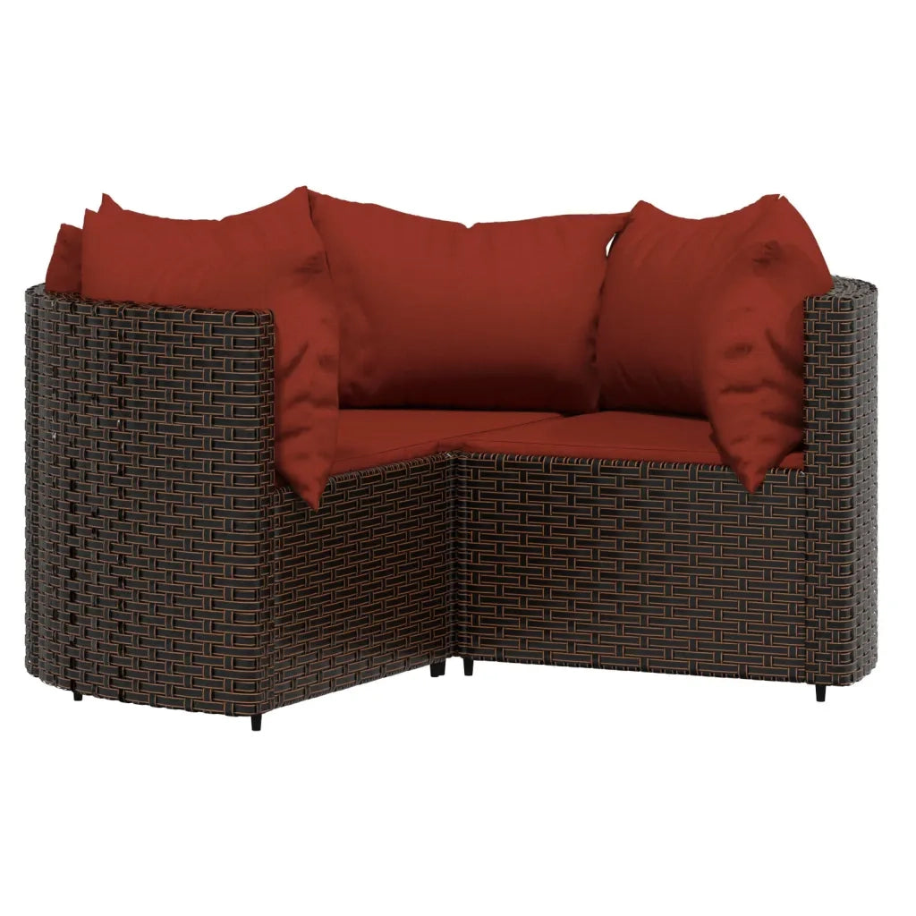 Set Mobili da Giardino 4 pz | Set Salotto da Giardino con Cuscini in Polyrattan Marrone