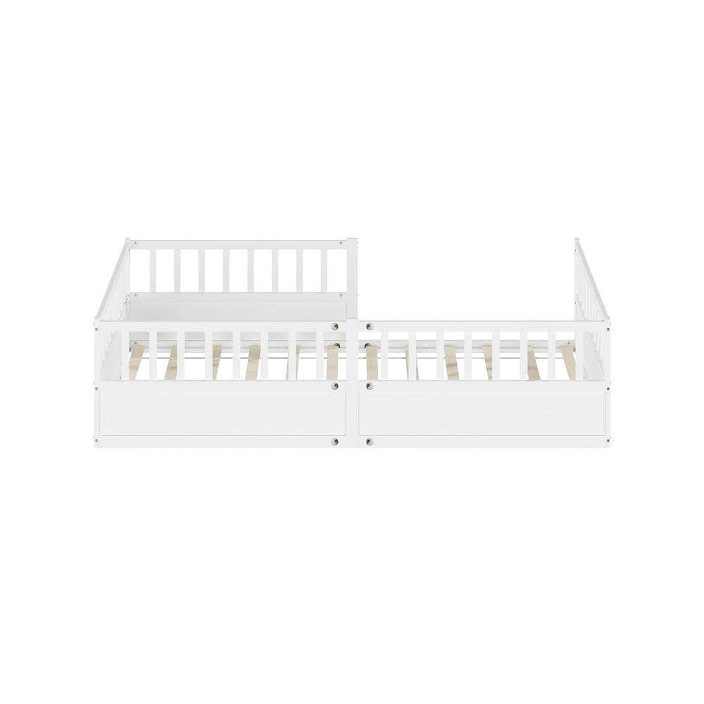 Letto Montessori Singolo con Doghe e Sponda ¨C MINIMAL ¨C Pino Bianco 140x200