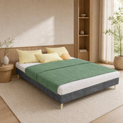 DESMIU Letto matrimoniale 140 × 200 cm con testiera geometrica, grigio, senza materasso, in tessuto e metallo