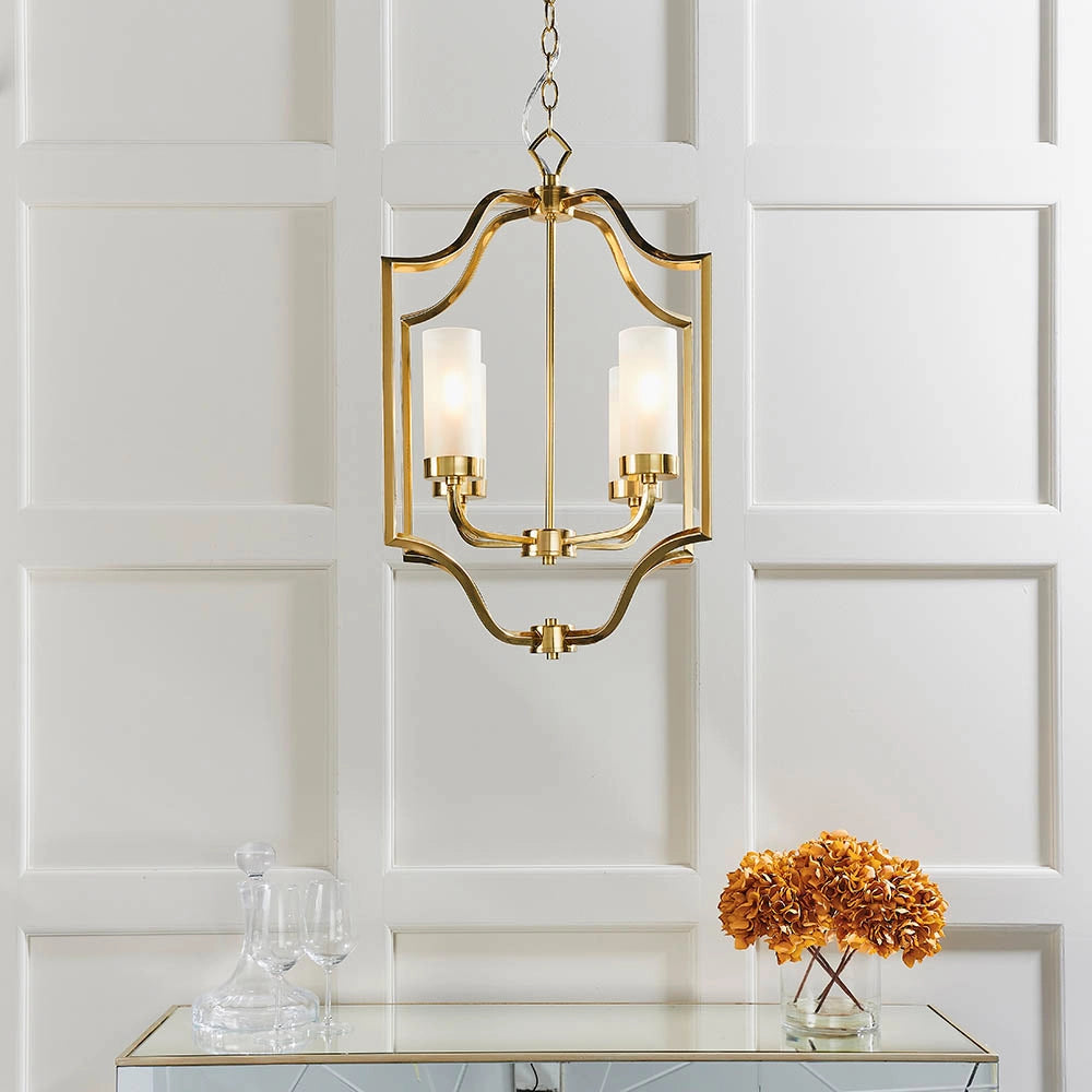 Lampadario vintage ottone satinato 4xE14 Endon Edrea