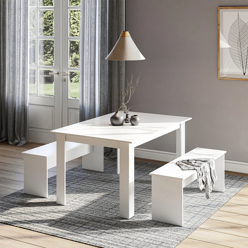 Vicco Set di tavoli da pranzo Bianco 137.6 x 92.8 cm con 2 panche